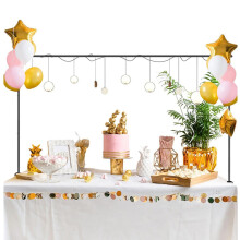 Adjustable Table Arch Stand with Clamps, Black Metal Backdrop Frame for Party and Holiday Decor