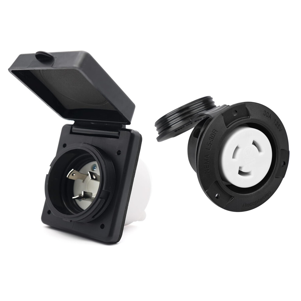 30 Amp Shore Power Inlet And Flanged Outlet Set Nema L530 Twist Lock Plug And Receptacle For Rv 9092120040777