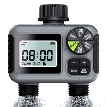 Garden Hose Water Timer with Dual Zone Sprinkler, Rain Delay, Waterproof Outdoor Irrigation Controller