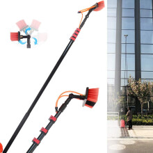 Solar Panel Cleaning Brush with 18FT Telescopic Pole, Long Reach Water Fed for Cars and Trucks