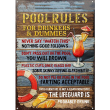 Vintage Metal Pool Sign Swimming Pool Rules Large Retro Wall Art Durable Tin Home Decor 23.5x35.4