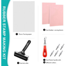 2X Stempel Herstellung Kit, Block Druck Werkzeug Satz, Linoleum Schneider mit 6 Typ Klingen, Transparent Papier Zum Basteln Von Stempeln