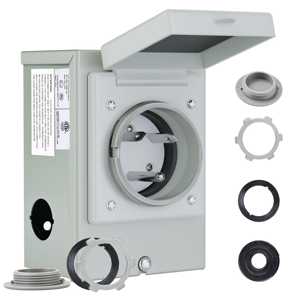 30 Amp Rv Power Inlet Box Nema Tt30p Plug 125V Waterproof Outdoor Shore Power Connector 9771547416616