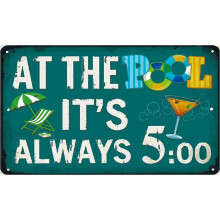 Pool Sign 12x16 Vintage Metal Tin for Outdoor Swimming Decor with Weather Resistant Finish