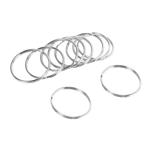 30X Quality 50mm Keyring Split Ring Set Heavy Duty Large Nickel Key Loop Sprung Hoop 1