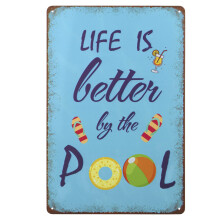 Metal Pool Signs Outdoor Waterproof Retro Tin Life is Better by the Pool Funny Swimming Decor 8x12