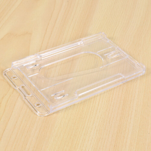 10X Vertical Hard Plastic Badge Holder Double Card ID Multi Transparent 10X6cm 1
