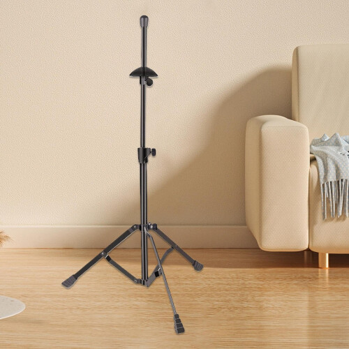 Adjustable Trombone Stand with Music Holder, Stable Triangular Base, 5280cm for Stage or Studio 2
