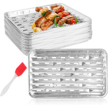 20 Pack 9x13 Aluminum Foil Grill Pans, Heavy Duty Disposable BBQ Grill Trays for Oven and Baking