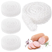 Meat Netting Roll Cotton White Butcher Twine for Roasts Ham Poultry Sausage, 16.4ft, 4 Rolls
