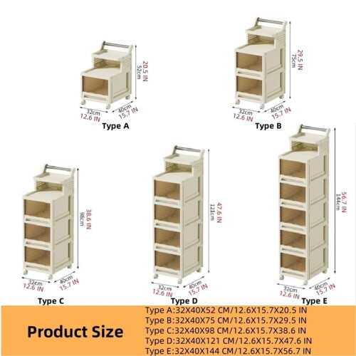 Storage Cart with Wheels Plastic Stackable Organizer Size C Precision Fit Replacement Part 2
