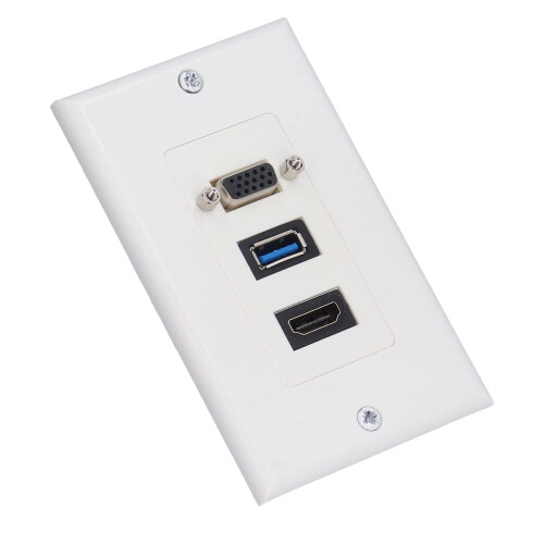 Wall Plate with HDMI USB VGA, 4K HDR MultiPort Embedded AV Socket for Home Theater 2