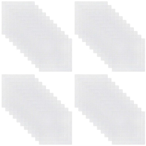 120 Pieces Plastic Mesh Canvas Sheets for Embroidery, Acrylic Yarn Crafting, Knit and Crochet Projects (10.6 X 10.6cm)