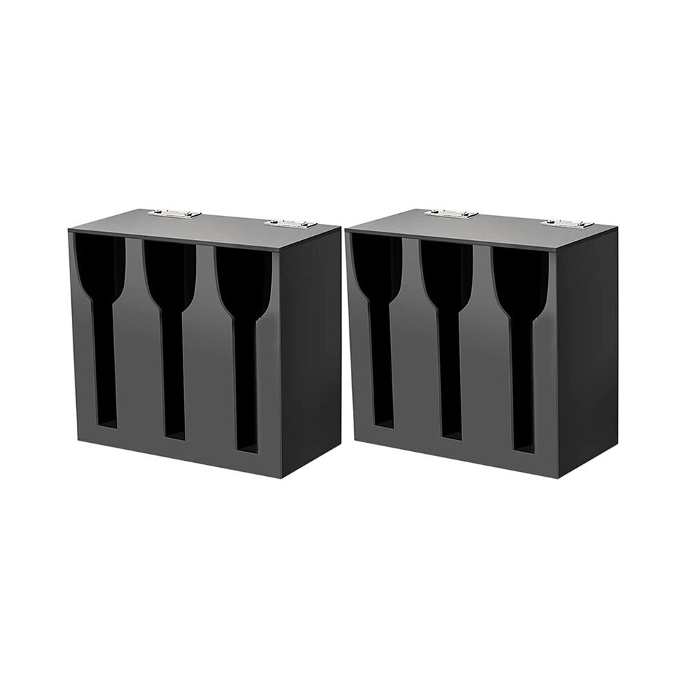 Semoic Black 2X Acrylic Utensil Dispenser Cutlery Organizer With 3 Compartment Silverware Holder Plastic Flatware