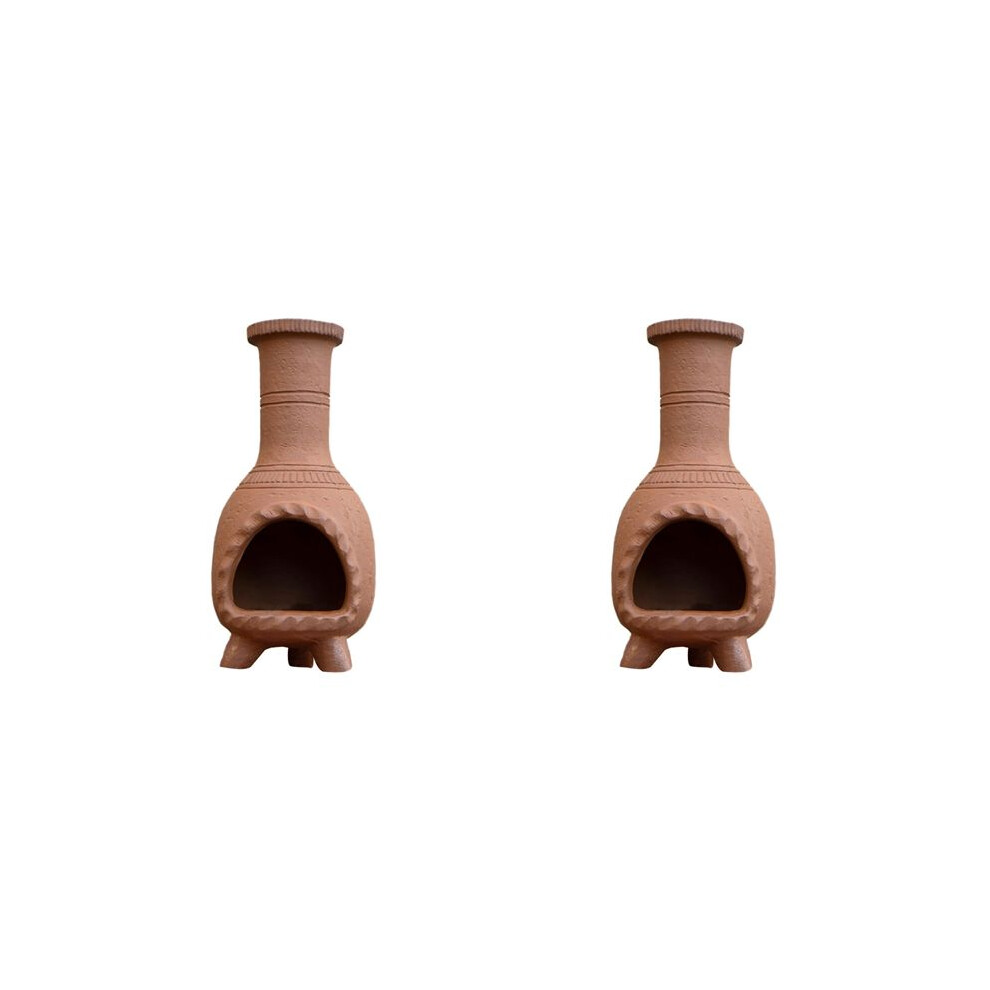 Semoic 2X Handmade Terracotta Holder Burner For Smudging And Meditations - Mexican Style Chiminea Clay Incense Dish