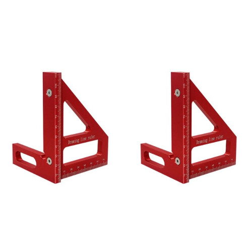 2X Woodworking Square Protractor Aluminum Alloy Miter Triangle Ruler Layout Measuring Tool for Engineer Carpenter -Red