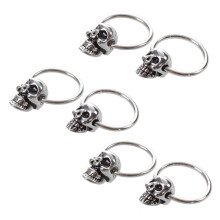 3X Stainless Steel Skull Round Hoop Loop Earrings 0.39X0.28" FASHION