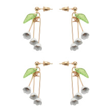 4x Beautiful Lily Of The Valley Flower Dangle Drop Earrings