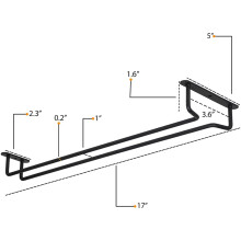 Large Stemware Wine Glass Hanger Rack Under Cabinet Kitchen Bar Storage Black Iron 17 Inch Set of 6