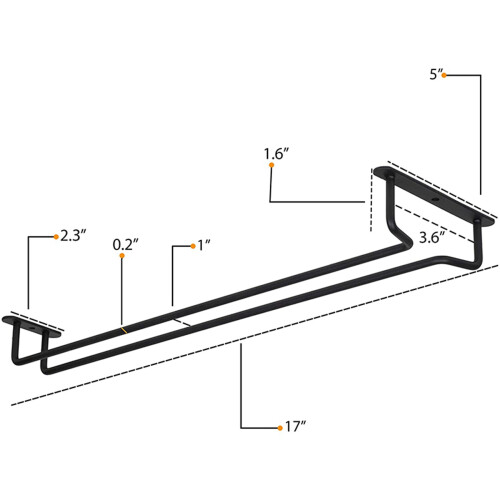 Rack de Cabide para Copo de Vinho  Sob O Armário de Cozinha Bar Armazenamento Ferro Preto 17 Polegadas Conjunto de 6