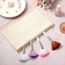 80 Pcs Canvas Pencil Pouch Zipper Makeup Bags Blank  DIY Bags Multipurpose Toiletry Stationary Storage Bags(Beige)