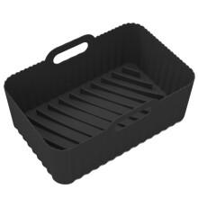 Large Black Air Fryer Silicone Tray, Foldable Food Grade Baking Accessory for Ninja AF300 AF400
