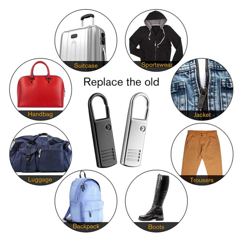 20Pcs Zipper Pull-Tab Replacement, Metal Zipper Puller Zip Slider Extender Handle Mend Fixer for Suitcases Backpacks 2