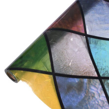Film de FenêTre de Confidentialité, Teinte de FenêTre Arc-En-Ciel en Vitrail, Autocollants de FenêTre DéCoratifs 3D Sans Colle pour la Maison, le