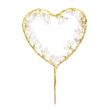 Topo de Bolo Pérola, Design de Coração Feito à Mão com Bandeirinha Inserida para Decoração de Festas de Aniversário e Casamento, Materiais