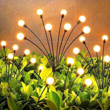 Solar Garden Lights with 8 LED Waterproof Swaying Starburst for Outdoor Pathways Yard Decor (Yellow, Pack of 2)