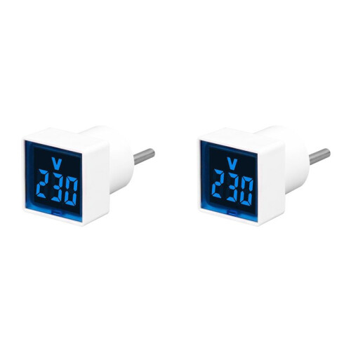 2X Digital Voltmeter Square AC220V Square Voltage Tester with LED Display and Indicator Light EU Plug