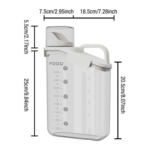 Lufttät risdispenser med mätkopp – 20,5 l 1