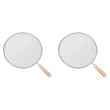 2X Koken Frituren RVS Anti-Spetterbescherming Olienet Vetspatscherm Pan Mesh Guard Spatdeksel 33cm