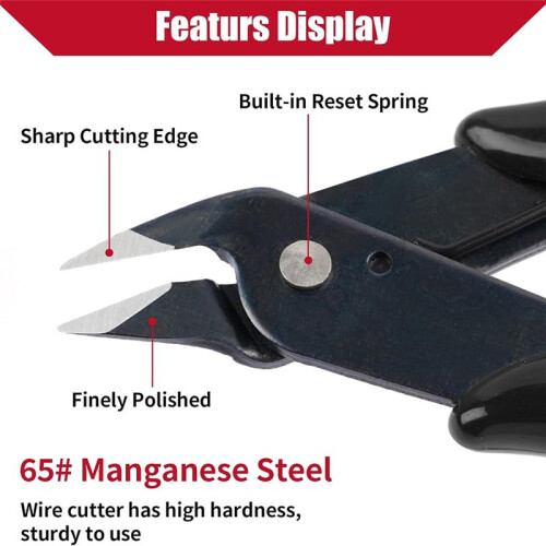 2 Pack Micro-Wire Cutters, 5 Inches Flush Cutters Pliers, Diagonal Side Cutters Nippers, Zip Tie Sprue Cutter 2