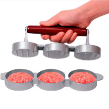 Mini Burger Press with 3 Slots Nonstick Aluminum Hamburger Patty Maker for BBQ Camping