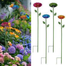 4 Pack Bee Watering Station with Metal Flower Cups, Outdoor Pollinator Feeder and Butterfly Bath Bowl