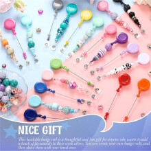 50pcs Beaded Badge Reel Retractable Clip Holder for Beads Bulk Blank Bars ID Name Beaded Items Jewelry DIY