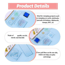 Acrylic Stamp Block, Transparent Ink Pad with Grid Decoration Stamping Platform Stamping Tool Set for Card Making