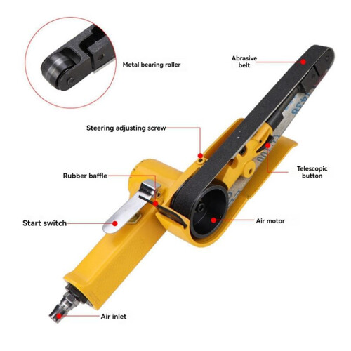 3/8 Polegadas Lixadeira de Cinta Pneumática Máquina de Lixar com Cinta Pneumática para 10x330mm 2