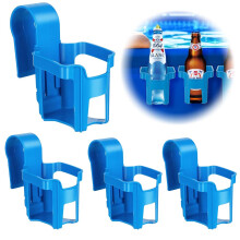 Pool Edge Drink Holders, Pack of 4, No Spill, Blue