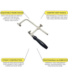 Jeweler'S Saw Frame with 144 Assorted Blades - Adjustable for Woodworking, Jewelry Making, & Hobby Use