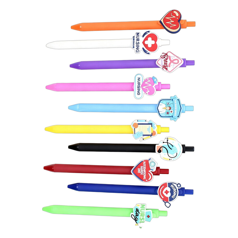 Black 10Pcs Doctor Nurse Theme Ballpoint Pens 1.0Mm -Combo Set