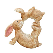 Stylish Kiss Rabbit Figurine With Cute Design Resin Easter Gift