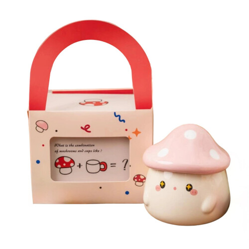 Mushroom Styled Porcelain Mug Ceramic-Mushrooms handle gift box