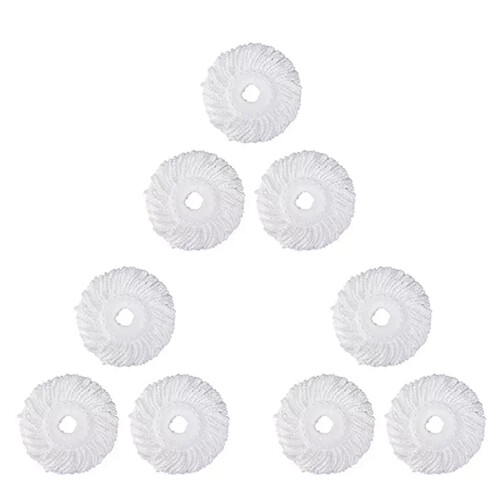 Mop Micro- Refill for 360 Spin Magic Mop-Microfiber Replacement Mop -Round Shape Standard Size (White-6 Pack)