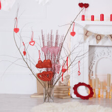 Artificial Berry Floral Picks Red Pink Heart 1pc