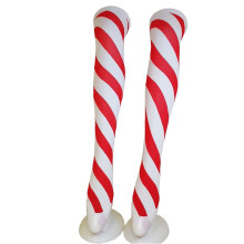 Kvinder Jul Pebermynte Candy Cane Lårhøje Strømper Røde Hvide Stribede Print Over Knæ Lange Strømper Halloween Strømpebukser Strømper