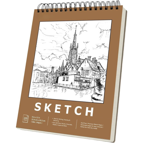 Sketchbook Spiral Bound 9x12 in 100 Sheets