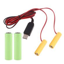 2in1 3V AA Dummy Battery AA Battery Eliminators Cable Replace 2Pcs 1.5V AA LR6 Batteries for LED Light Electronic