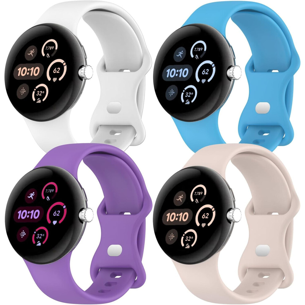 4Pcs Active Silicone Bands For Google Pixel Watch 3 (41Mm) & Pixel Watch 2 Â Sport Waterproof Replacement Wristbands, Compatible With Pixel Watch 9365509018330
